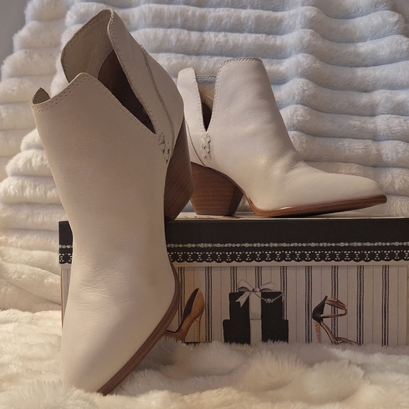 Frye Shoes - White Frye Leather Reina Cut Out Booties